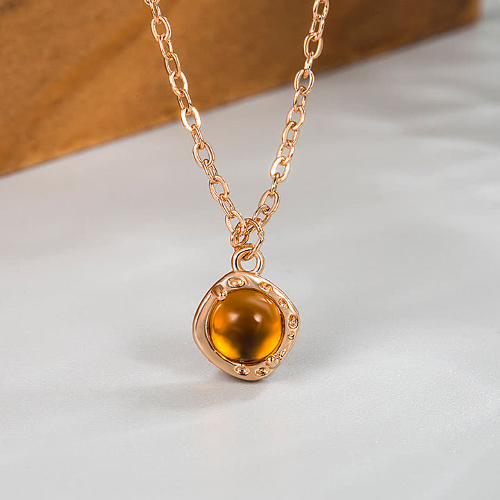 Olivenorma Amber Metal Trim Pendant Necklace - image 1