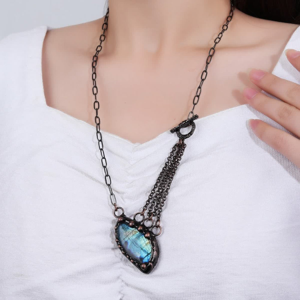 Olivenorma Natural Labradorite Random Shape Pendant Necklace - image 1