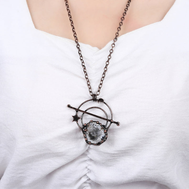 Olivenorma Natural White Agate Crystal Cave Pendant Necklace - image 1