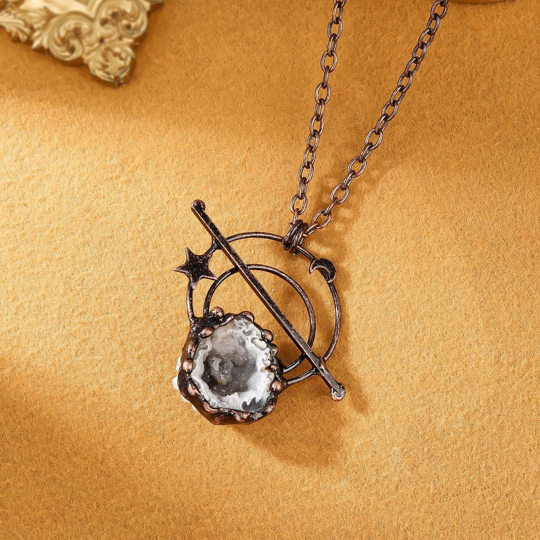 Olivenorma Natural White Agate Crystal Cave Pendant Necklace - image 2