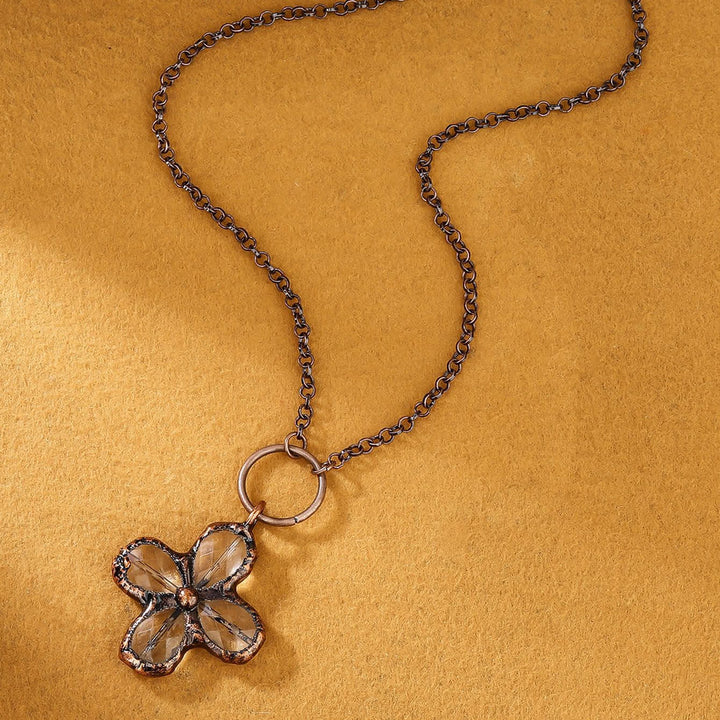 Olivenorma Natural Clear Crystal Clover Pendant Design Necklace - image 2