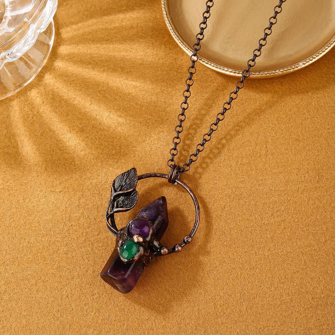 Olivenorma Natural Stone Bullet Pendant Design Necklace - Amethyst - image 1
