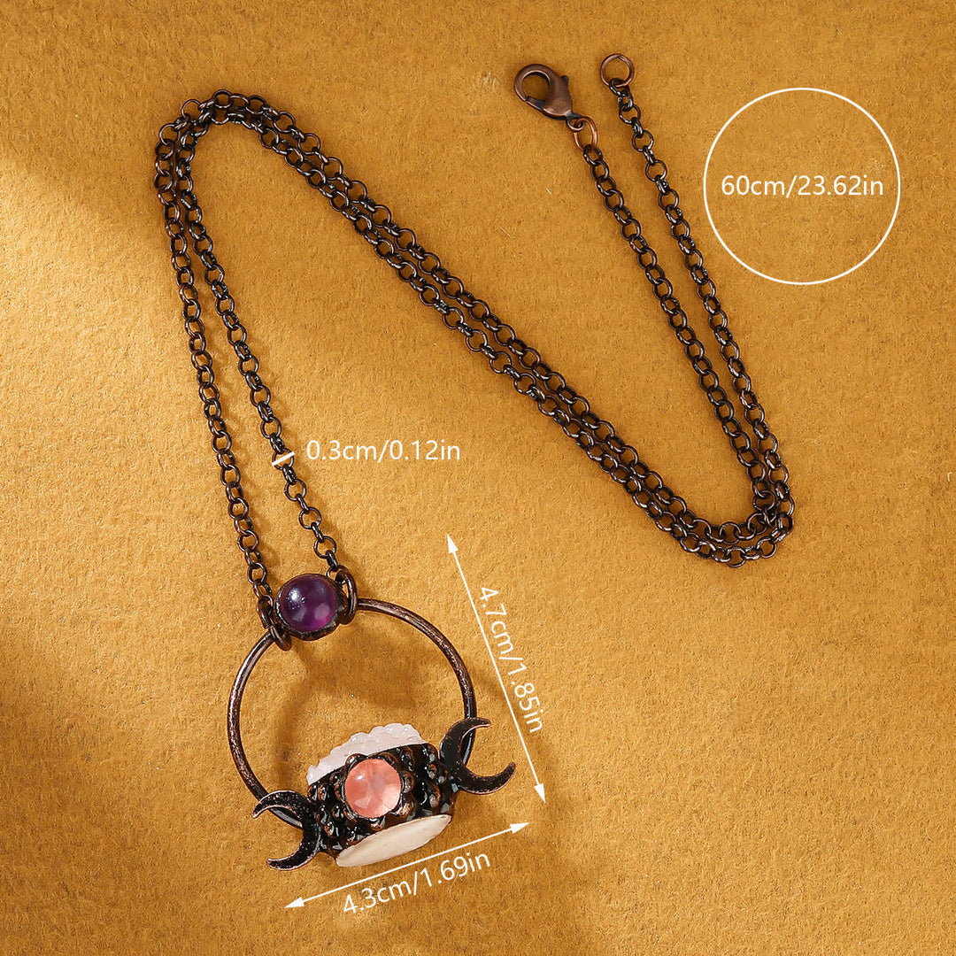 Olivenorma Metal Double Moon Pendant with Clear Quartz Necklace - image 4
