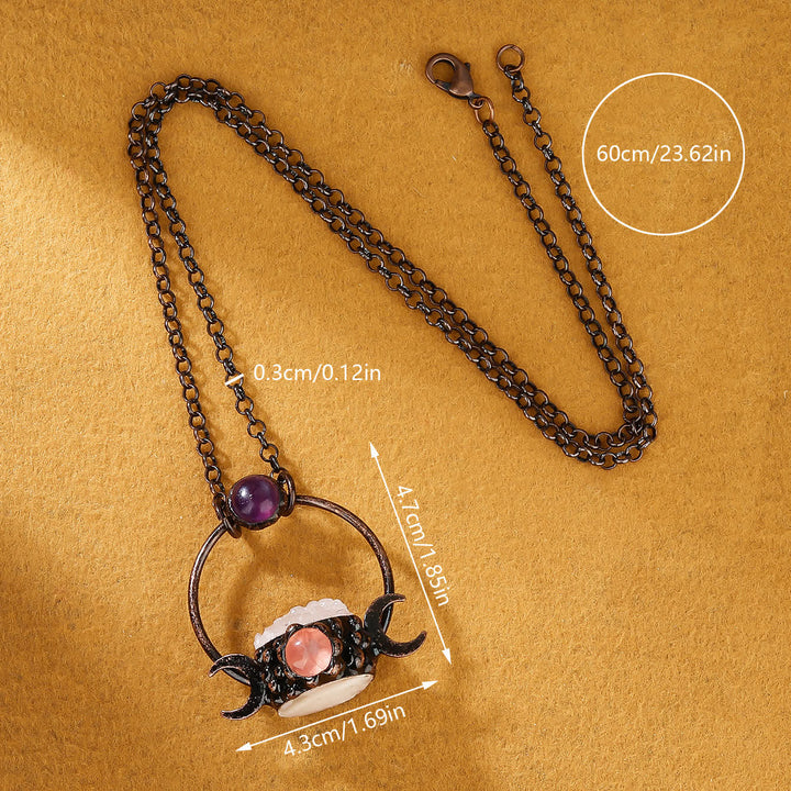 Olivenorma Metal Double Moon Pendant with Clear Quartz Necklace - image 4