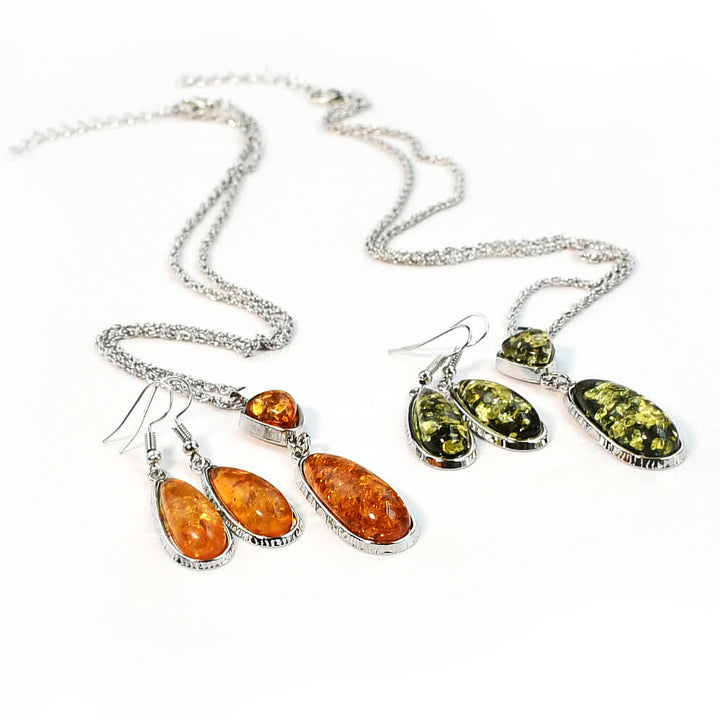 Olivenorma Amber Earrings Necklace Jewelry Set - image 7
