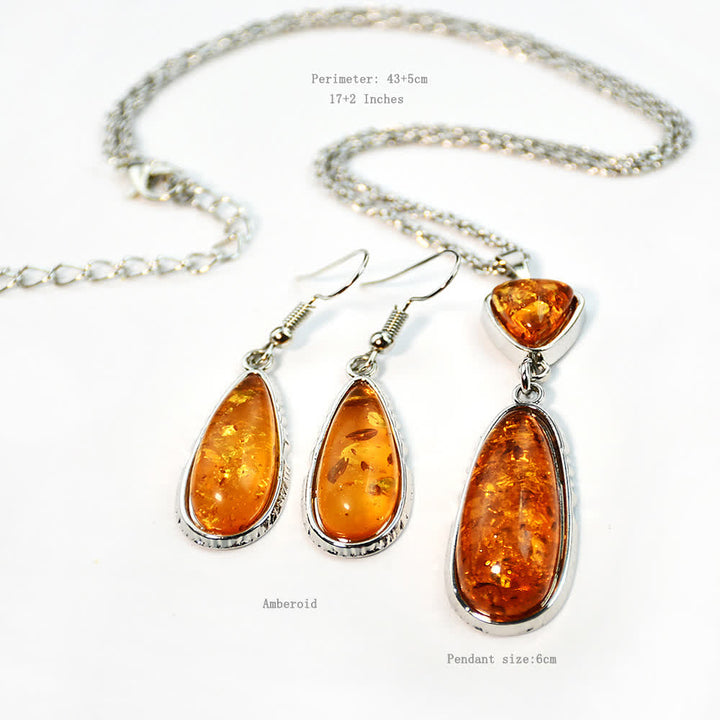 Olivenorma Amber Earrings Necklace Jewelry Set - image 5
