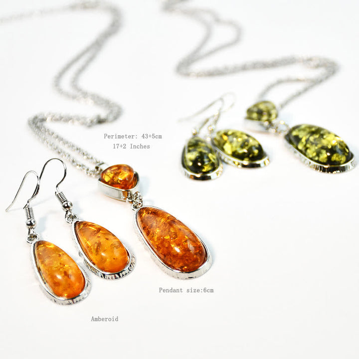 Olivenorma Amber Earrings Necklace Jewelry Set - image 9