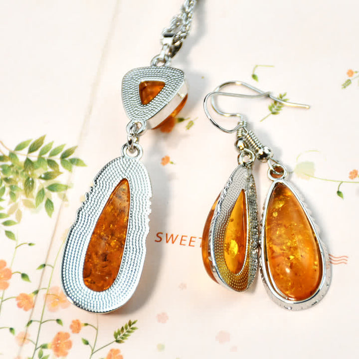 Olivenorma Amber Earrings Necklace Jewelry Set - image 3