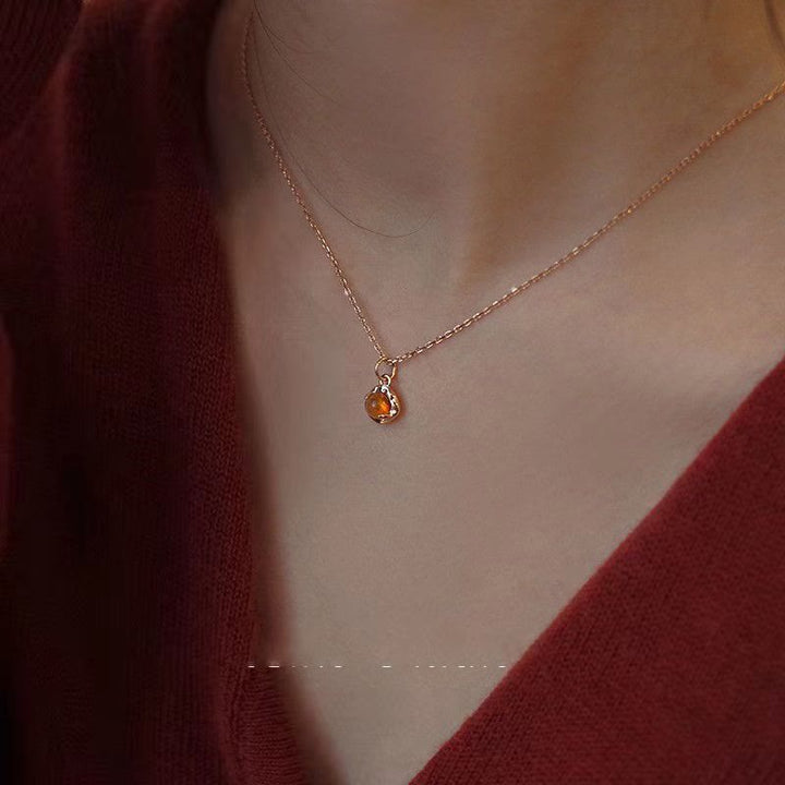 Olivenorma Exquisite Simple Amber Earrings Necklace Jewelry Set - image 2