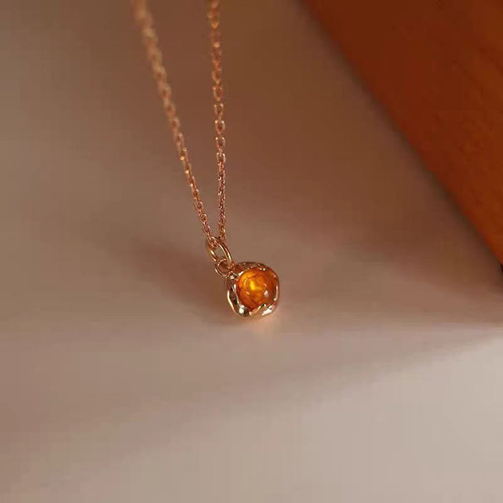 Olivenorma Exquisite Simple Amber Earrings Necklace Jewelry Set - Necklace - image 1