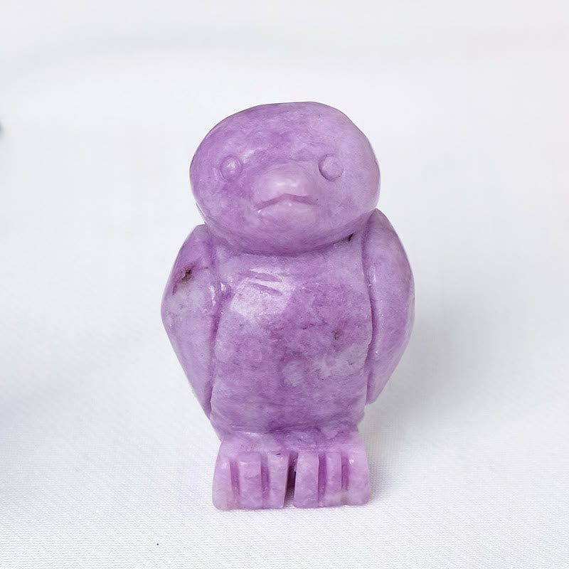 Olivenorma Engraved Raw Stone Penguin Ornament Decoration - Lepidolite - image 5