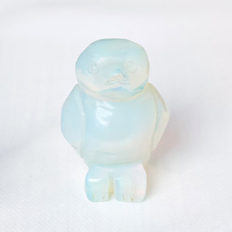 Olivenorma Engraved Raw Stone Penguin Ornament Decoration - Opal - image 7