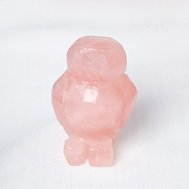 Olivenorma Engraved Raw Stone Penguin Ornament Decoration - Rose Quartz - image 1