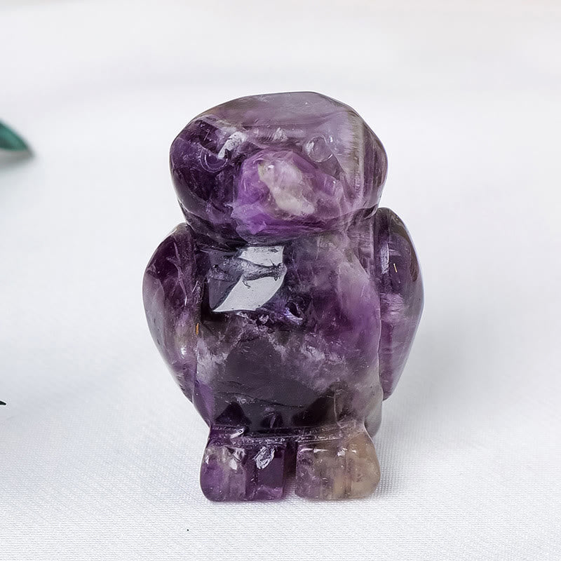 Olivenorma Engraved Raw Stone Penguin Ornament Decoration - Amethyst - image 3