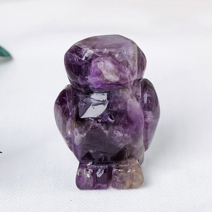 Olivenorma Engraved Raw Stone Penguin Ornament Decoration - Amethyst - image 3