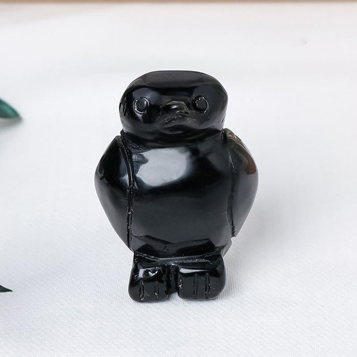 Olivenorma Engraved Raw Stone Penguin Ornament Decoration - Obsidian - image 16