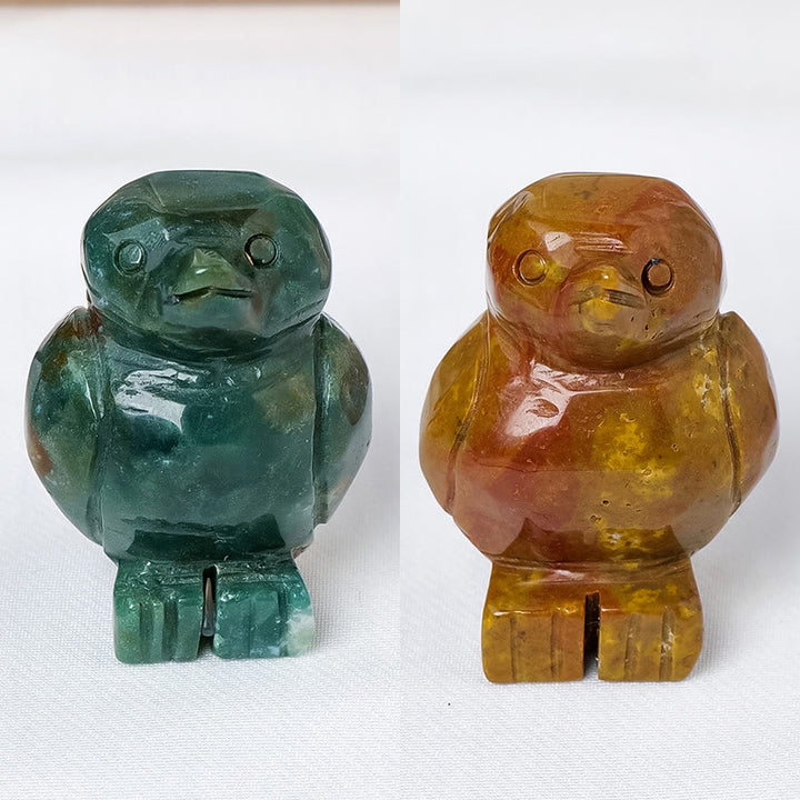 Olivenorma Engraved Raw Stone Penguin Ornament Decoration - Ocean Jasper - image 18