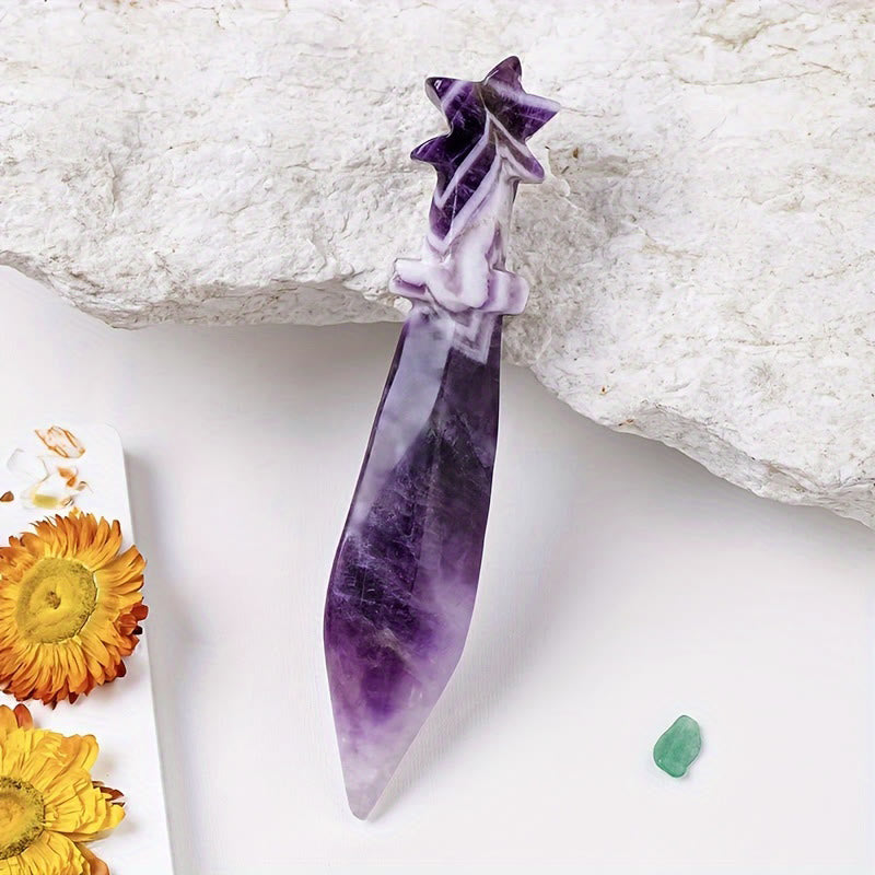 Olivenorma Engraved Dagger Natural Gemstone Decoration  - Amethyst - image 5