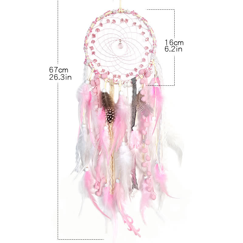 Olivenorma Pink Braided Beads For Love Energy & Peaceful Sleep Dream Catcher - image 3