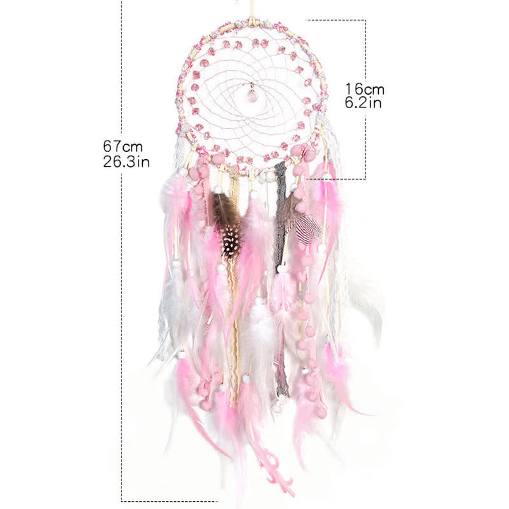 Olivenorma Pink Braided Beads For Love Energy & Peaceful Sleep Dream Catcher - image 3