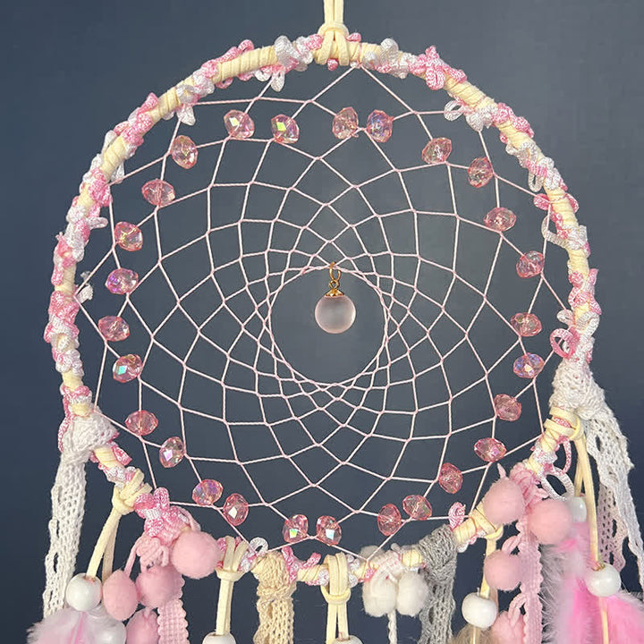 Olivenorma Pink Braided Beads Rose Quartz For Love Energy & Peaceful Sleep Dream Catcher - image 2