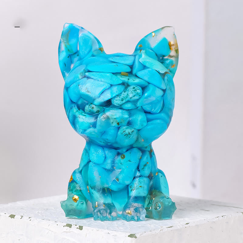 Olivenorma Meditation Dog Ornament Natural Gemstone Decoration - Turquoise - image 19