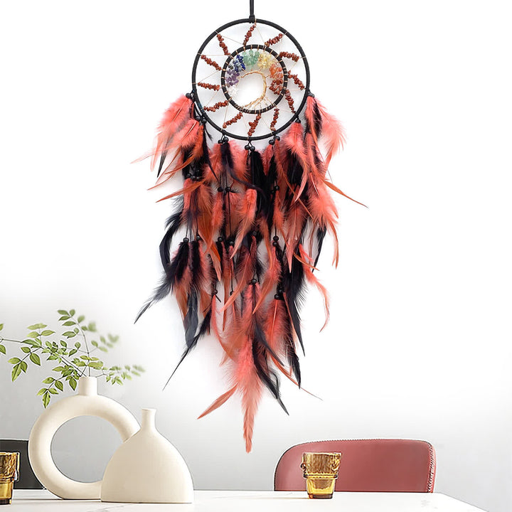 Olivenorma Chakra Tree of Life Braided Beads Dream Catcher - Red Agate - image 4