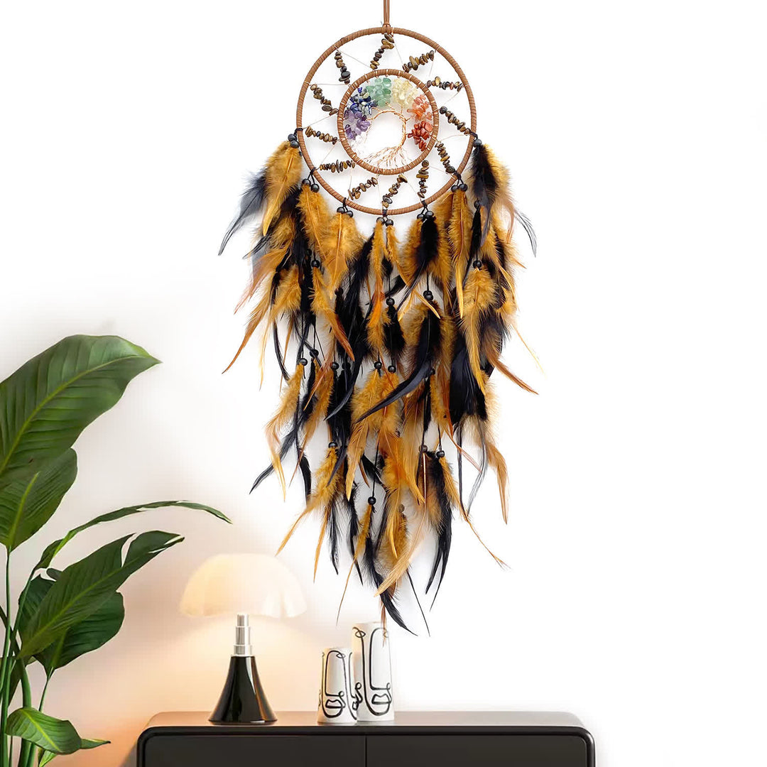 Olivenorma Chakra Tree of Life Braided Beads Dream Catcher - Tiger Eye - image 6