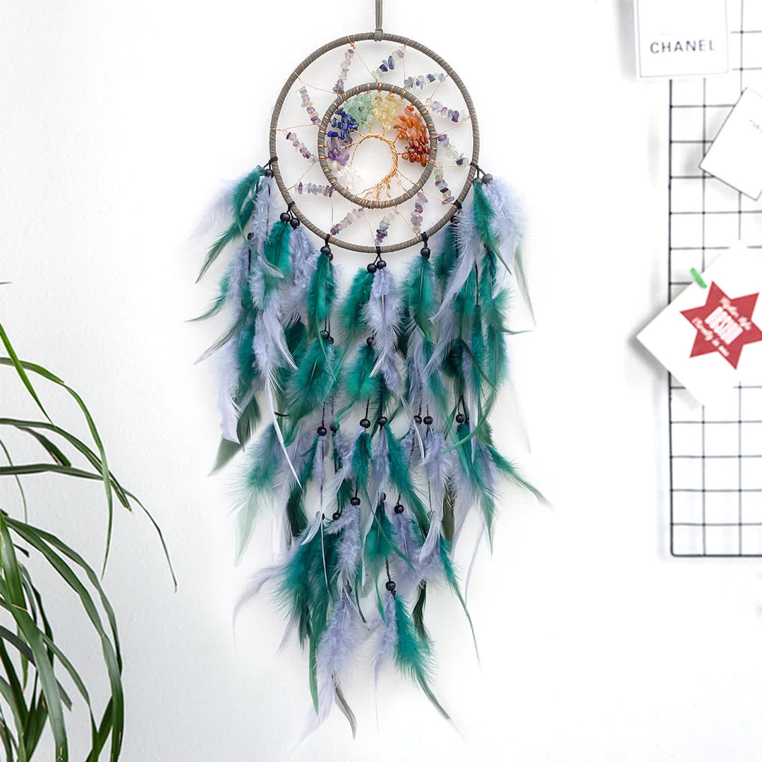Olivenorma Chakra Tree of Life Braided Beads Dream Catcher - Fluorite - image 2