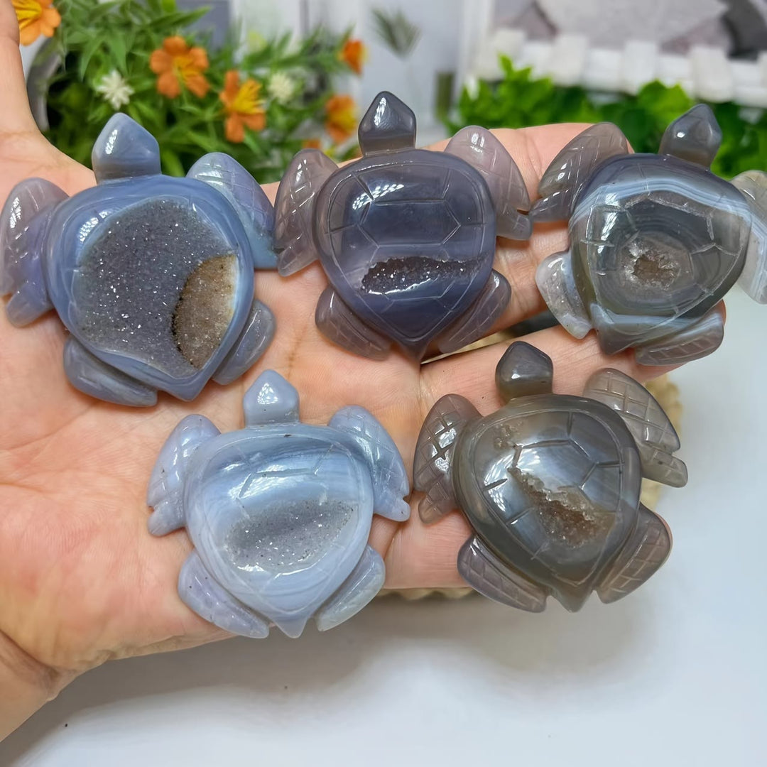 Olivenorma Natural Geode Agate Turtle Ornament Gemstone Decoration - image 3