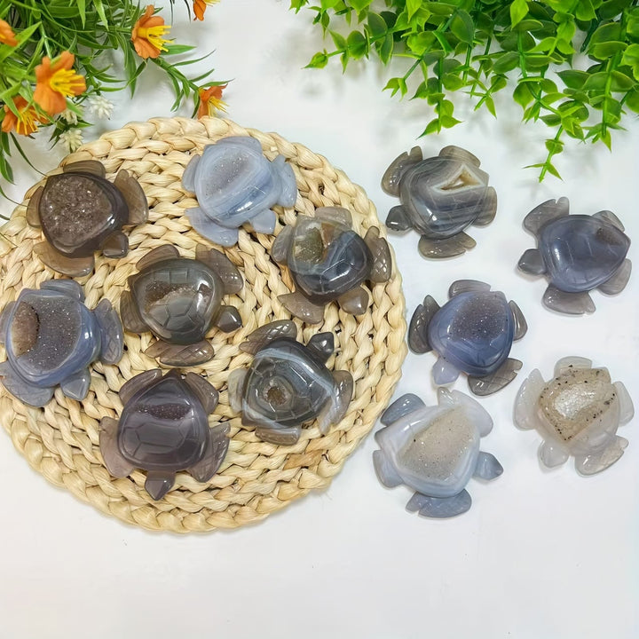 Olivenorma Natural Geode Agate Turtle Ornament Gemstone Decoration - image 5