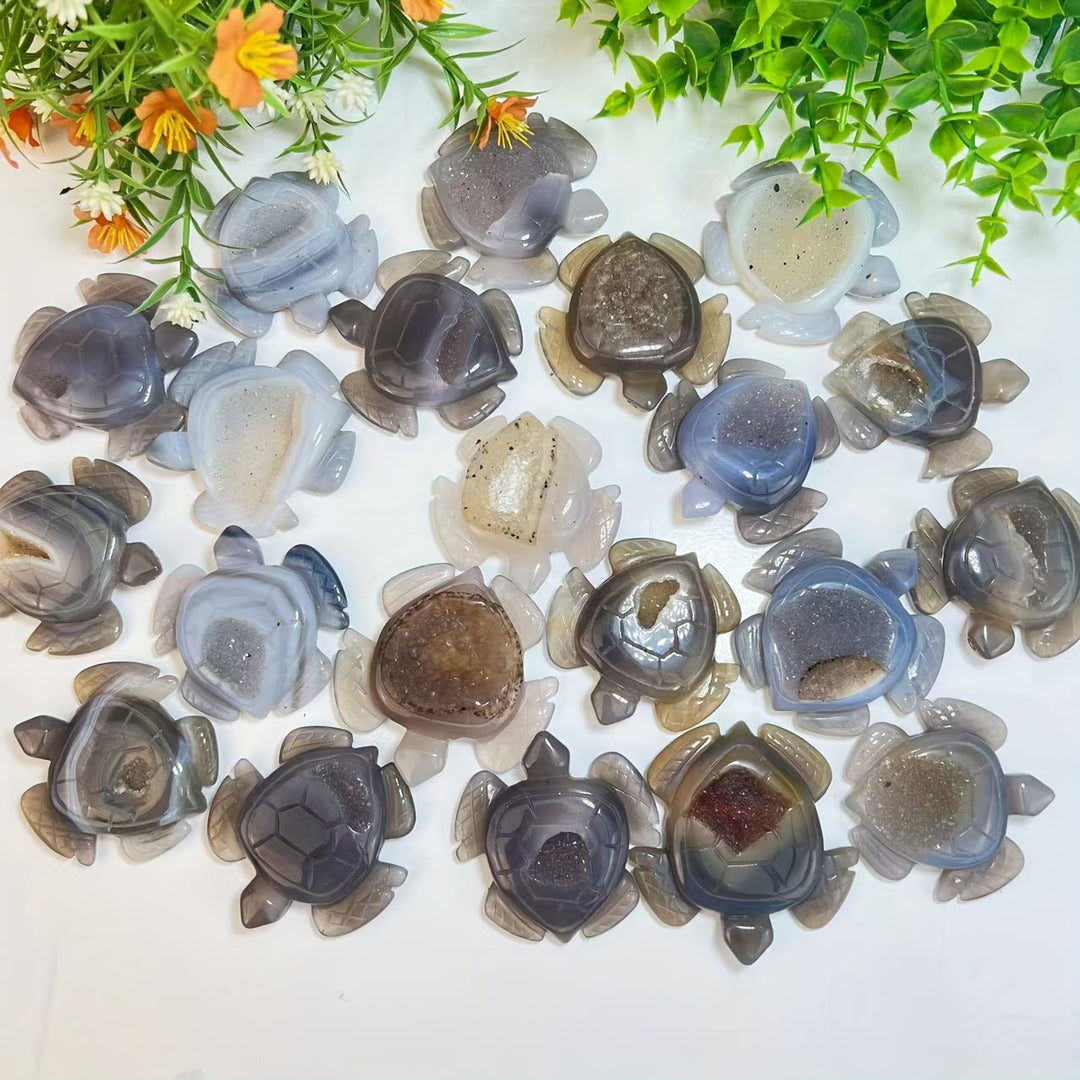 Olivenorma Natural Geode Agate Turtle Ornament Gemstone Decoration - image 4