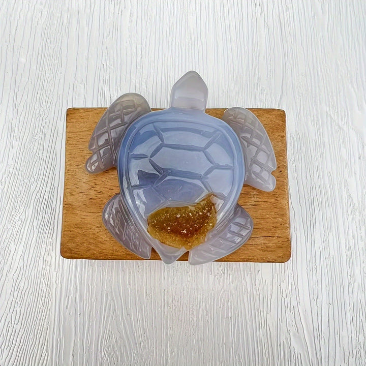 Olivenorma Natural Geode Agate Turtle Ornament Gemstone Decoration - image 2
