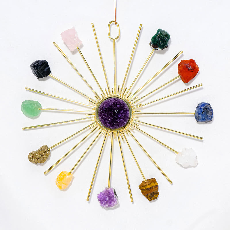 Olivenorma Raw Amethyst Rose Quartz Floral Hanging Decoration - image 1