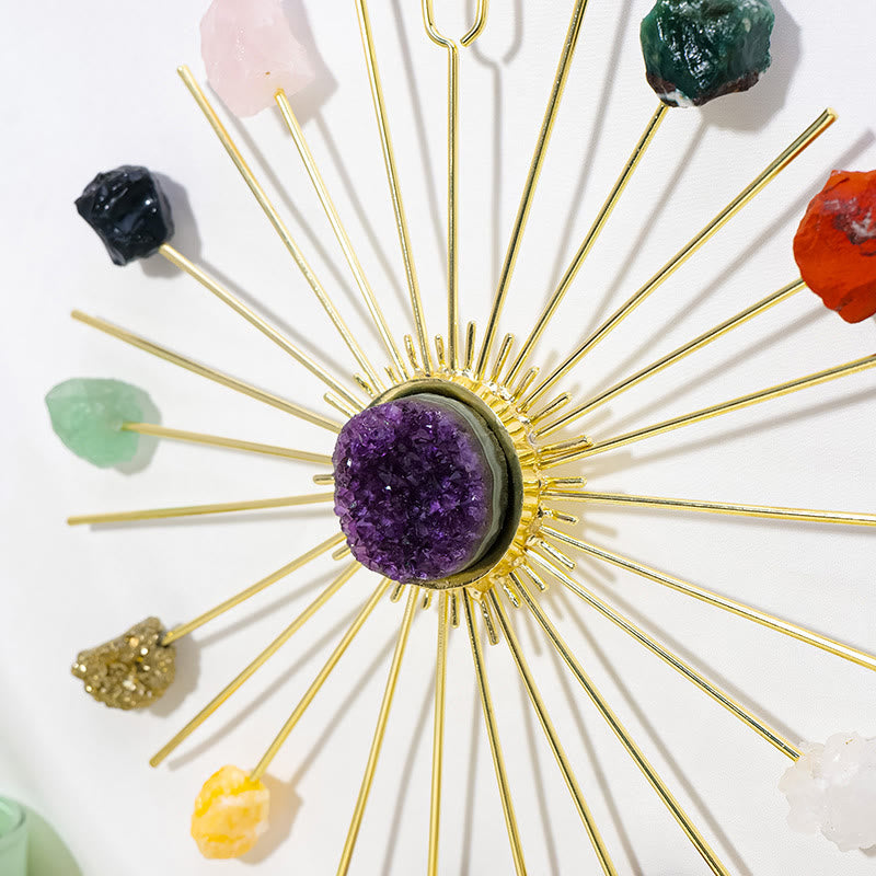 Olivenorma Raw Amethyst Rose Quartz Floral Hanging Decoration - image 3