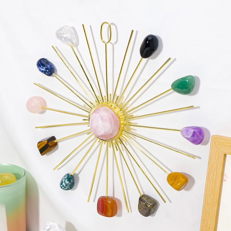 Olivenorma Raw Amethyst Rose Quartz Floral Hanging Decoration - Rose Quartz & Other Natural Stone - image 14