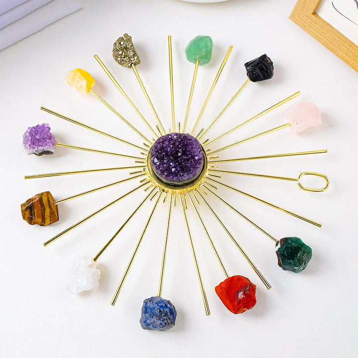 Olivenorma Raw Amethyst Rose Quartz Floral Hanging Decoration - Amethyst & Other Natural Stone - image 0