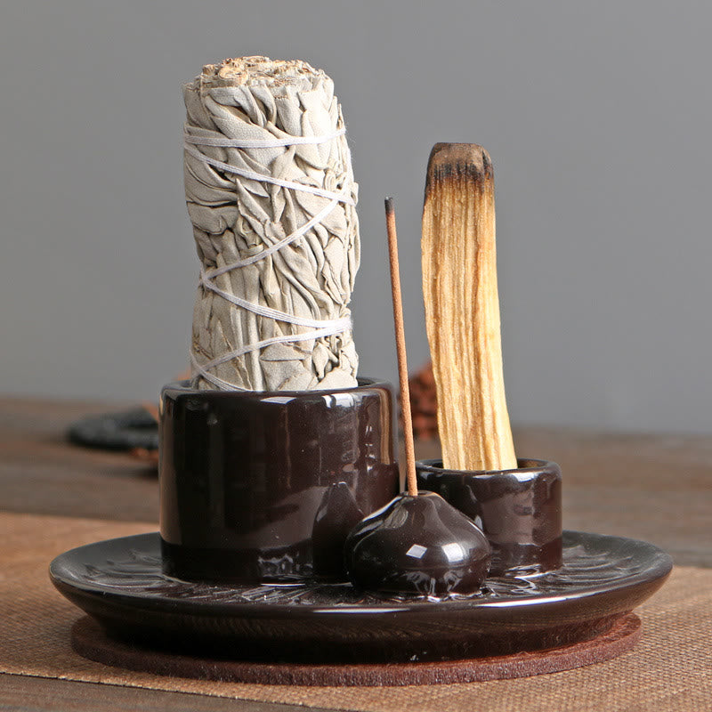 Olivenorma Palo Santo Sticker Holder Tray Incense Holder - Black - image 10