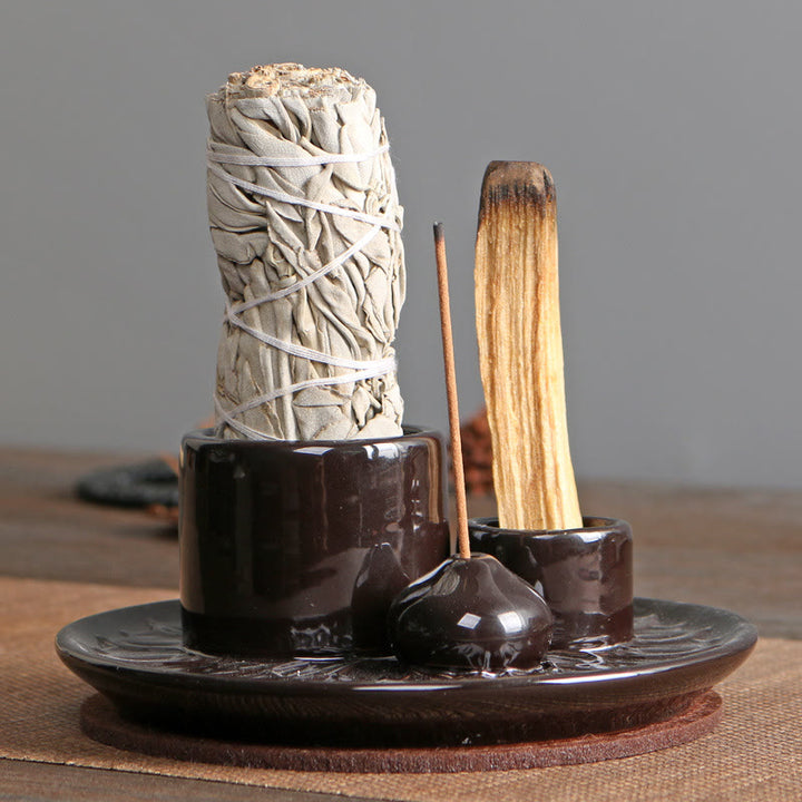 Olivenorma Palo Santo Sticker Holder Tray Incense Holder - Black - image 10