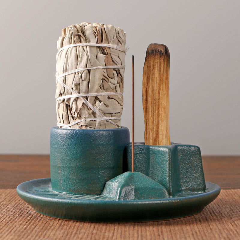 Olivenorma 3-IN-1 Star Ceramic Sage Incense Stick Holder - Teal - image 10