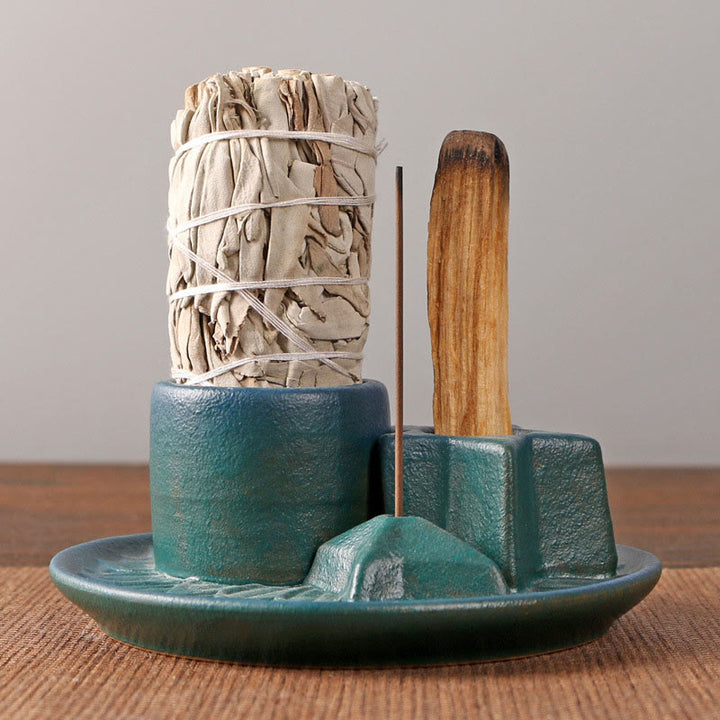 Olivenorma 3-IN-1 Star Ceramic Sage Incense Stick Holder - Teal - image 10
