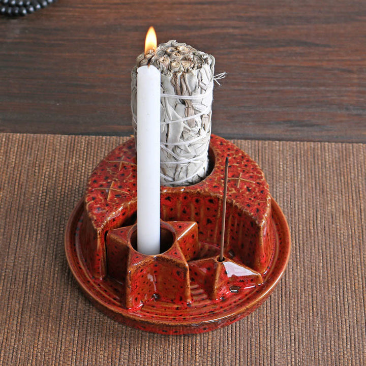 Olivenorma 3-IN-1 Moon and Star Ceramic Sage Incense Holder - image 12