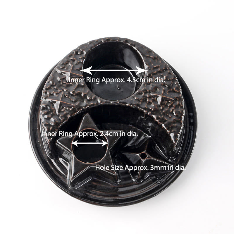 Olivenorma 3-IN-1 Moon and Star Ceramic Sage Incense Holder - image 5