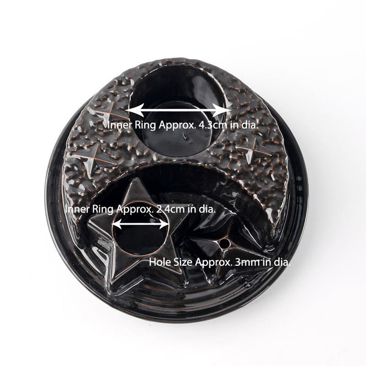 Olivenorma 3-IN-1 Moon and Star Ceramic Sage Incense Holder - image 5