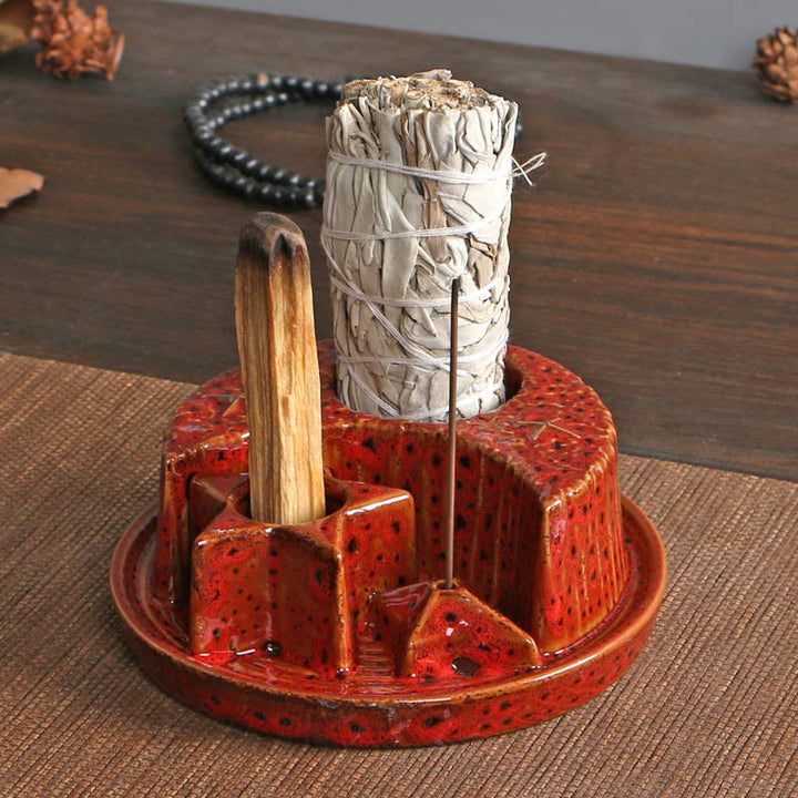 Olivenorma 3-IN-1 Moon and Star Ceramic Sage Incense Holder - image 13