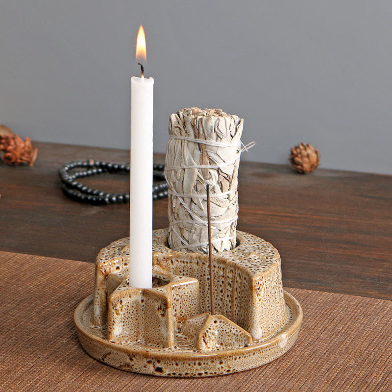Olivenorma 3-IN-1 Moon and Star Ceramic Sage Incense Holder - image 18