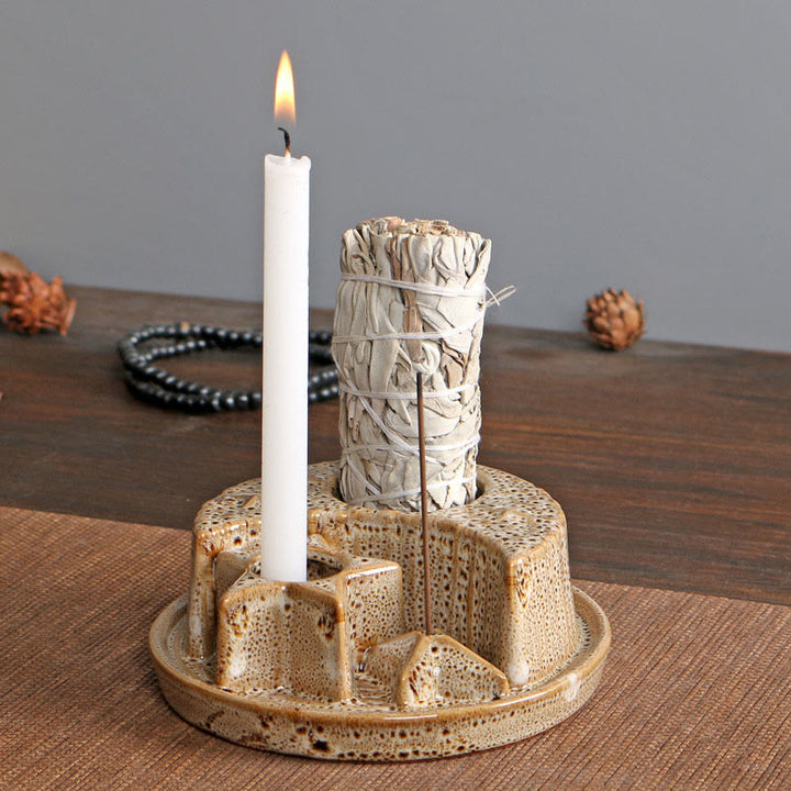 Olivenorma 3-IN-1 Moon and Star Ceramic Sage Incense Holder - image 18