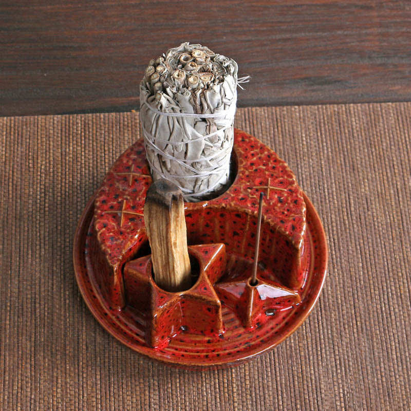 Olivenorma 3-IN-1 Moon and Star Ceramic Sage Incense Holder - image 14