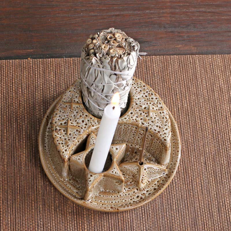 Olivenorma 3-IN-1 Moon and Star Ceramic Sage Incense Holder - image 19