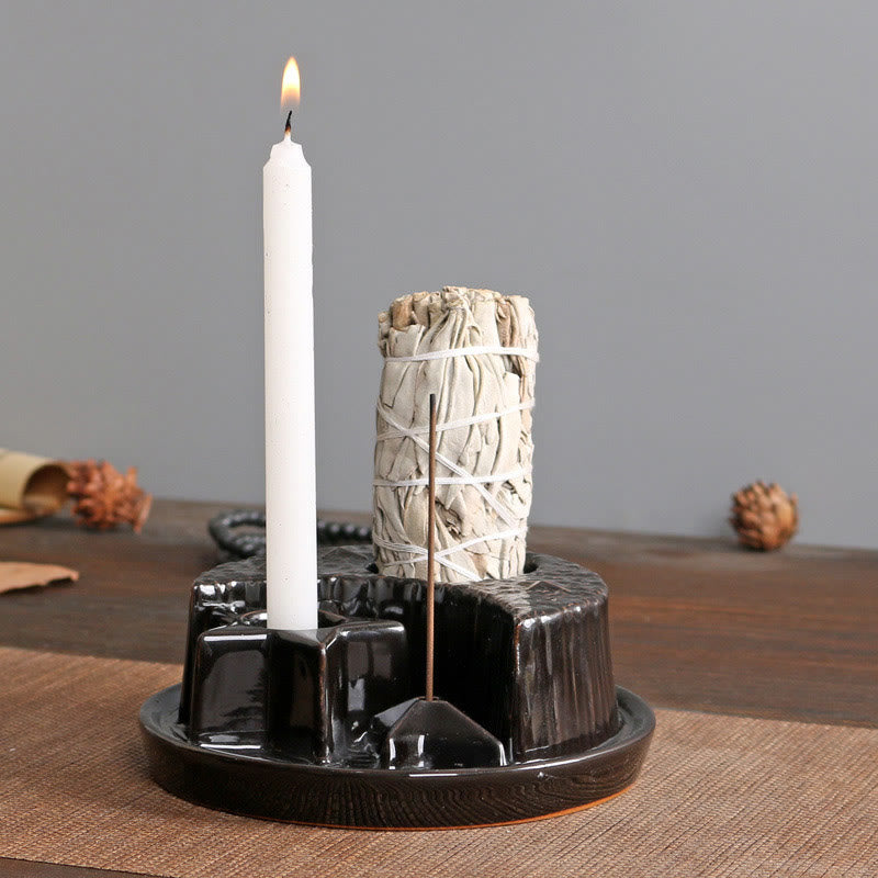 Olivenorma 3-IN-1 Moon and Star Ceramic Sage Incense Holder - image 1